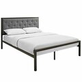 East End Imports Mia Queen Fabric Platform Bed Frame- Brown Gray MOD-5182-BRN-GRY-SET